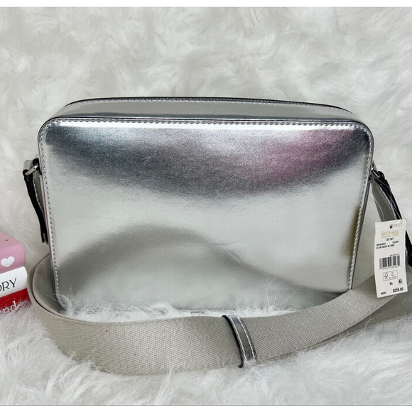 Michael Kors Large Jet Set Logo Crossbody In Silver - Picture 3 of 9